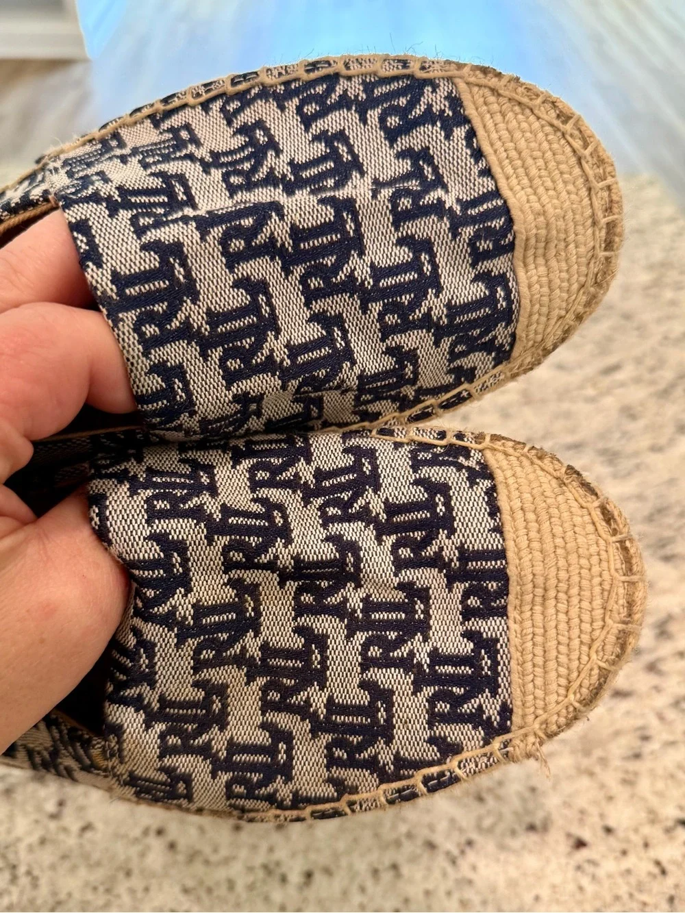 Ralph Lauren Womens Blue Logo Slip On Espadrilles Comfort Shoes Size 9.5